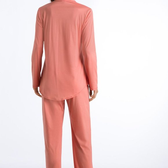 NewWT HANRO %100 COTTON DELUXE LONG SLV BUTTON FRONT PAJAMA L Made in Portugal - Picture 7 of 10